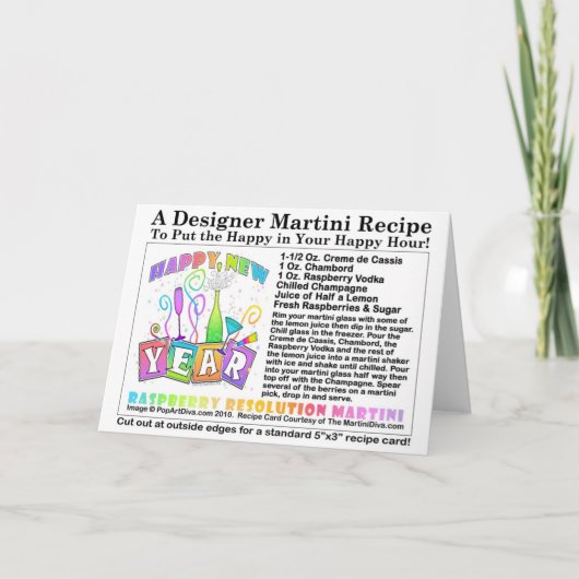 RASPBERRY-NEUJÄHRIGE MARTINI-EMPFÄNGSKARTE FEIERTAGSKARTE (Vorderseite)