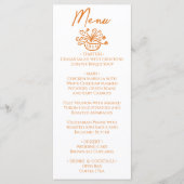 Raspberry Orange Hand Drawn Floral Wedding Menu Menükarte (Vorderseite)