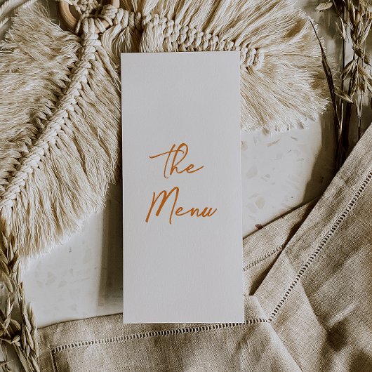 Raspberry Orange Hand Drawn Floral Wedding Menu  Menükarte