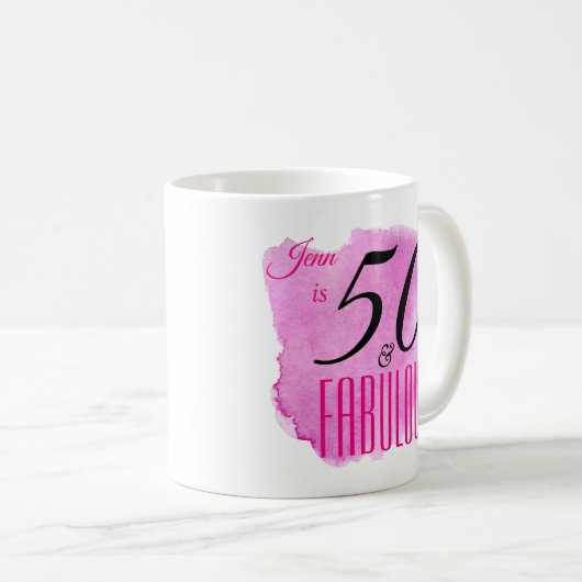 Raspberry Paint Splash Design 50 & Fabulous Party Kaffeetasse (VorderseiteRechts)