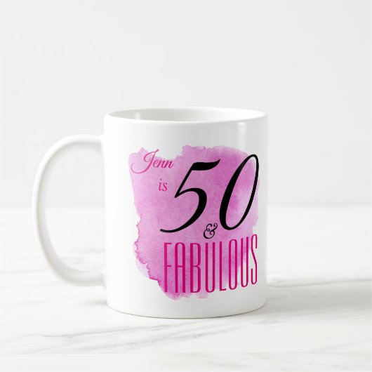 Raspberry Paint Splash Design 50 & Fabulous Party Kaffeetasse (Links)