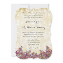 Raspberry Paisley Damask Hochzeitseinladungen