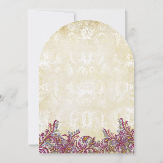 Raspberry Paisley Damask Hochzeitseinladungen Einladung (Rückseite)