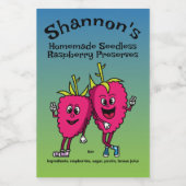 Raspberry Pals Funny Cartoon Jam Pie and More Lebensmitteletikett (Einzelnes Label)