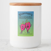 Raspberry Pals Funny Cartoon Jam Pie and More Lebensmitteletikett (Vorderseite)