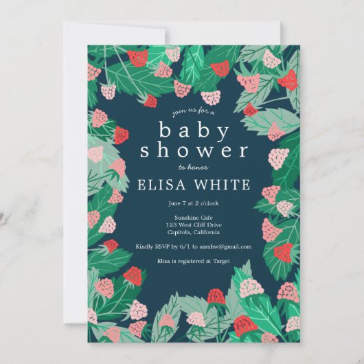 Raspberry Patch Niedlich CUSTOM QR Code BABY SHOWE Einladung (Vorderseite)