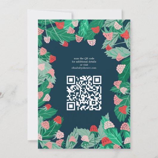 Raspberry Patch Niedlich CUSTOM QR Code BABY SHOWE Einladung (Rückseite)