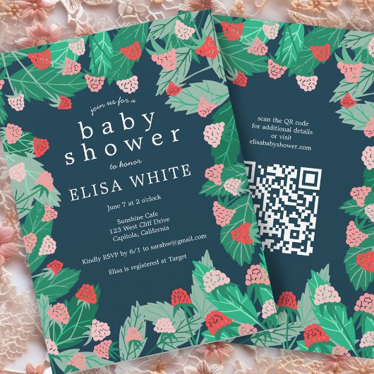 Raspberry Patch Niedlich CUSTOM QR Code BABY SHOWE Einladung