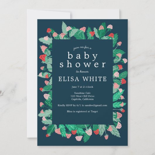 Raspberry Patch Niedlich farbenfroh CUSTOM BABY SH Einladung (Vorderseite)