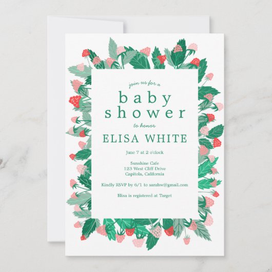 Raspberry Patch Niedlich farbenfroh CUSTOM BABY SH Einladung (Vorderseite)