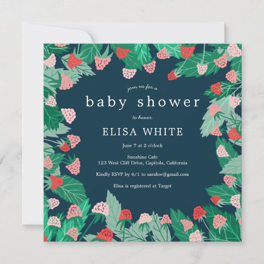 Raspberry Patch Niedlich farbenfroh CUSTOM BABY SH Einladung (Vorderseite)