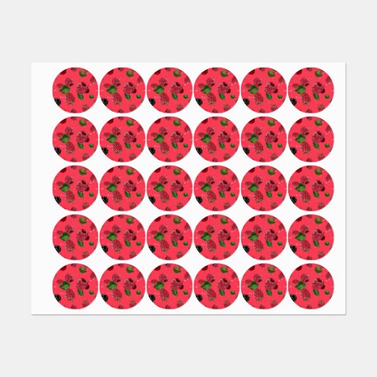 Raspberry Pattern Etiketten (Blatt)