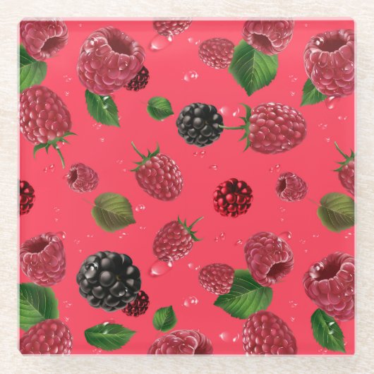 Raspberry Pattern Glasuntersetzer (Vorderseite)