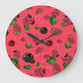 Raspberry Pattern Große Wanduhr (Vorderseite)