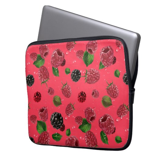 Raspberry Pattern Laptopschutzhülle (Vorderseite Links)