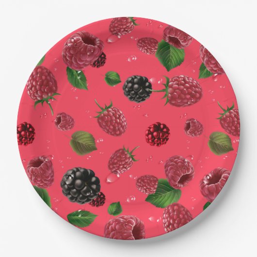 Raspberry Pattern Pappteller (Vorderseite)