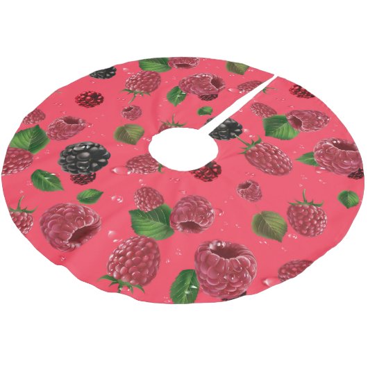 Raspberry Pattern Polyester Weihnachtsbaumdecke (Schrägansicht)