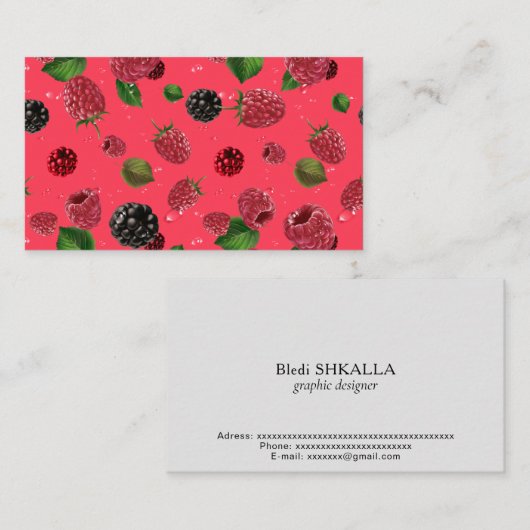 Raspberry Pattern Visitenkarte (Vorne/Hinten)