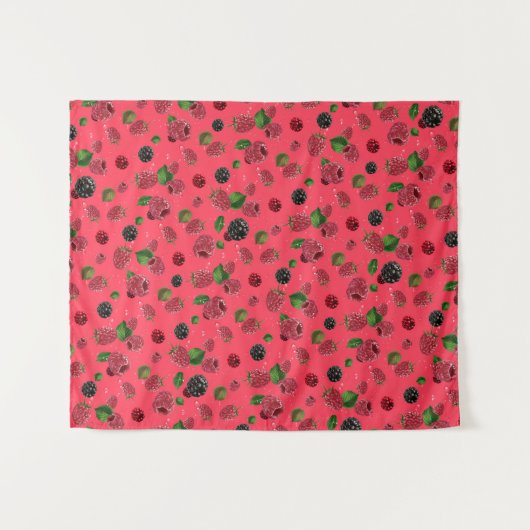 Raspberry Pattern Wandteppich (Vorderseite (Horizontal))