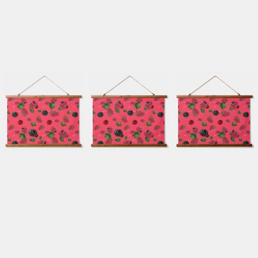 Raspberry Pattern Wandteppich Mit Holzrahmen (Dreifach)