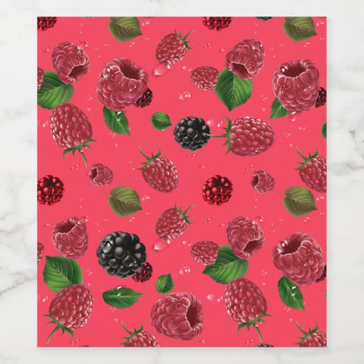 Raspberry Pattern Weinetikett (Einzelnes Label)