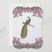 Raspberry Peacock Damask Hochzeitseinladungen Einladung (Rückseite)