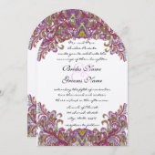 Raspberry Peacock Wedding Einladungen (Vorne/Hinten)