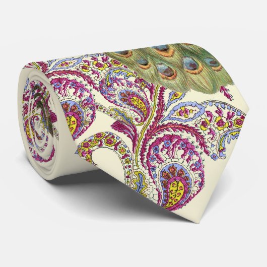 Raspberry Peacock Wedding Krawatte (Gerollt)