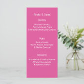 Raspberry Pink And White Menu Card Menükarte (Stehend Vorderseite)