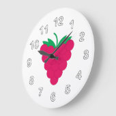 Raspberry Pink Berry Fruit with Numbers Große Wanduhr (Winkel)