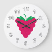 Raspberry Pink Berry Fruit with Numbers Große Wanduhr (Vorderseite)