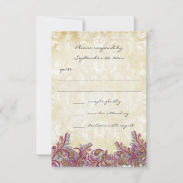 Raspberry Pink Boho Floral Wedding Response UAWG RSVP Karte