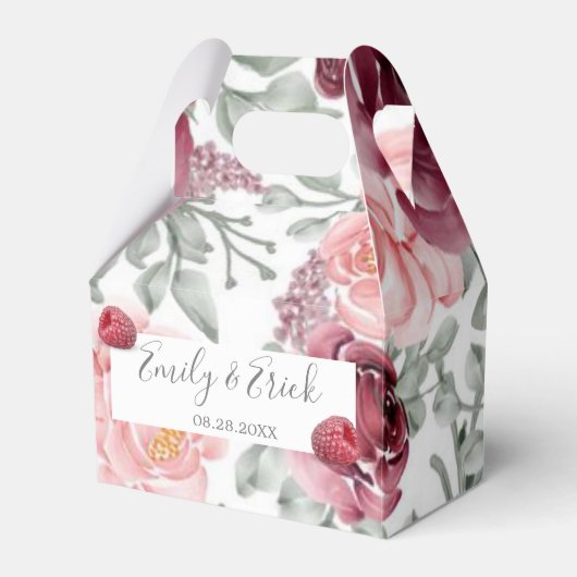 Raspberry Pink Gastgeschenk Hochzeit Box Geschenkschachtel (Vorderseite)