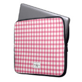 Raspberry Pink Gingham Kariert Pattern Monogram Laptopschutzhülle (Vorderseite Links)