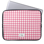 Raspberry Pink Gingham Kariert Pattern Monogram Laptopschutzhülle (Vorderseite)