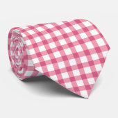 Raspberry Pink Gingham Kariert Prüfmuster Krawatte (Gerollt)