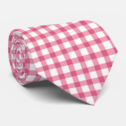Raspberry Pink Gingham Kariert Prüfmuster Krawatte (Gerollt)