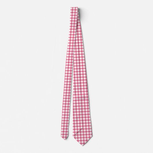 Raspberry Pink Gingham Kariert Prüfmuster Krawatte (Rückseite)