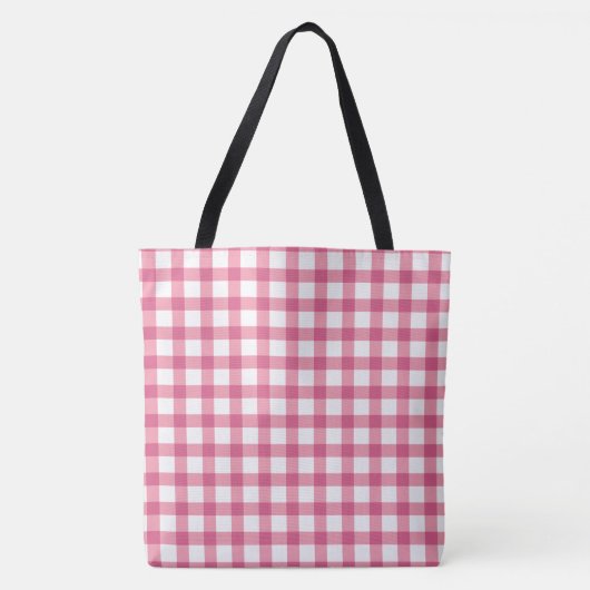 Raspberry Pink Gingham Kariert Prüfmuster Tasche (Vorderseite)