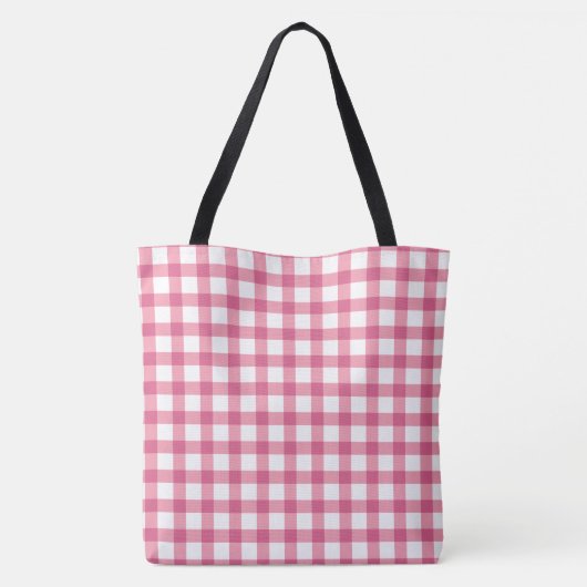 Raspberry Pink Gingham Kariert Prüfmuster Tasche (Rückseite)