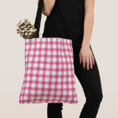 Raspberry Pink Gingham Kariert Prüfmuster Tasche (Von Nahem)