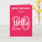 Raspberry Pink Hallo 20 Personalisiert Geburtstag Karte (Gelbe Blume)