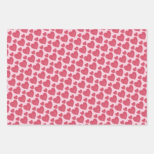 Raspberry Pink Heart Geschenkpapier Set (Vorderseite 2)