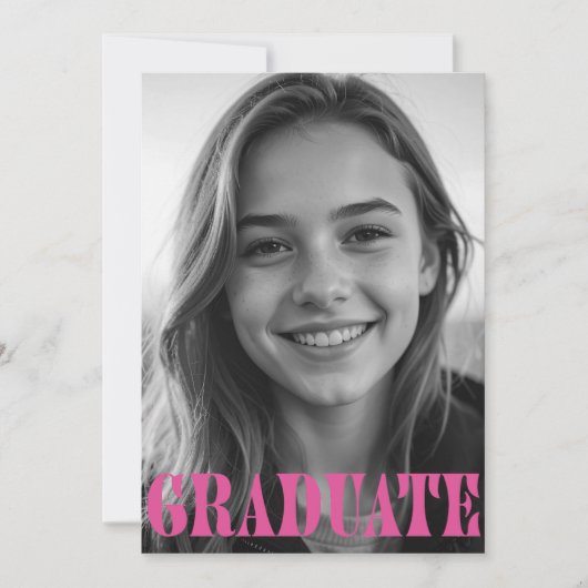 Raspberry Pink Modern Graduation Announcement Card (Vorderseite)