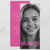 Raspberry Pink Modern Graduation Announcement Card Einladung (Vorne/Hinten)