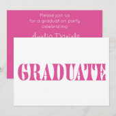 Raspberry Pink Modern Graduation Party Invitation (Vorne/Hinten)