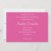 Raspberry Pink Modern Graduation Party Invitation (Rückseite)