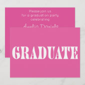 Raspberry Pink Modern Graduation Party Invitation (Vorne/Hinten)