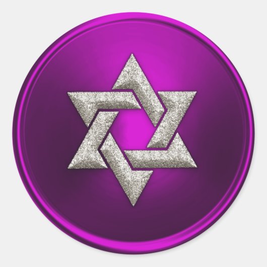 Raspberry Pink Silver Star von David Umschlag Aufk Runder Aufkleber (Vorderseite)