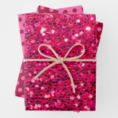 Raspberry Pink Sparkle Sequin Metallische Weihnach Geschenkpapier Set (Beispiel)